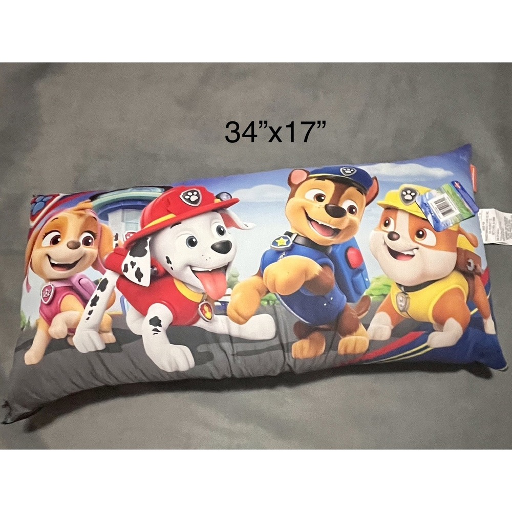 Nickelodeon Paw Patrol Kids Body Pillow Skye Marshall Chase & Rubble 34"x17" NWT
